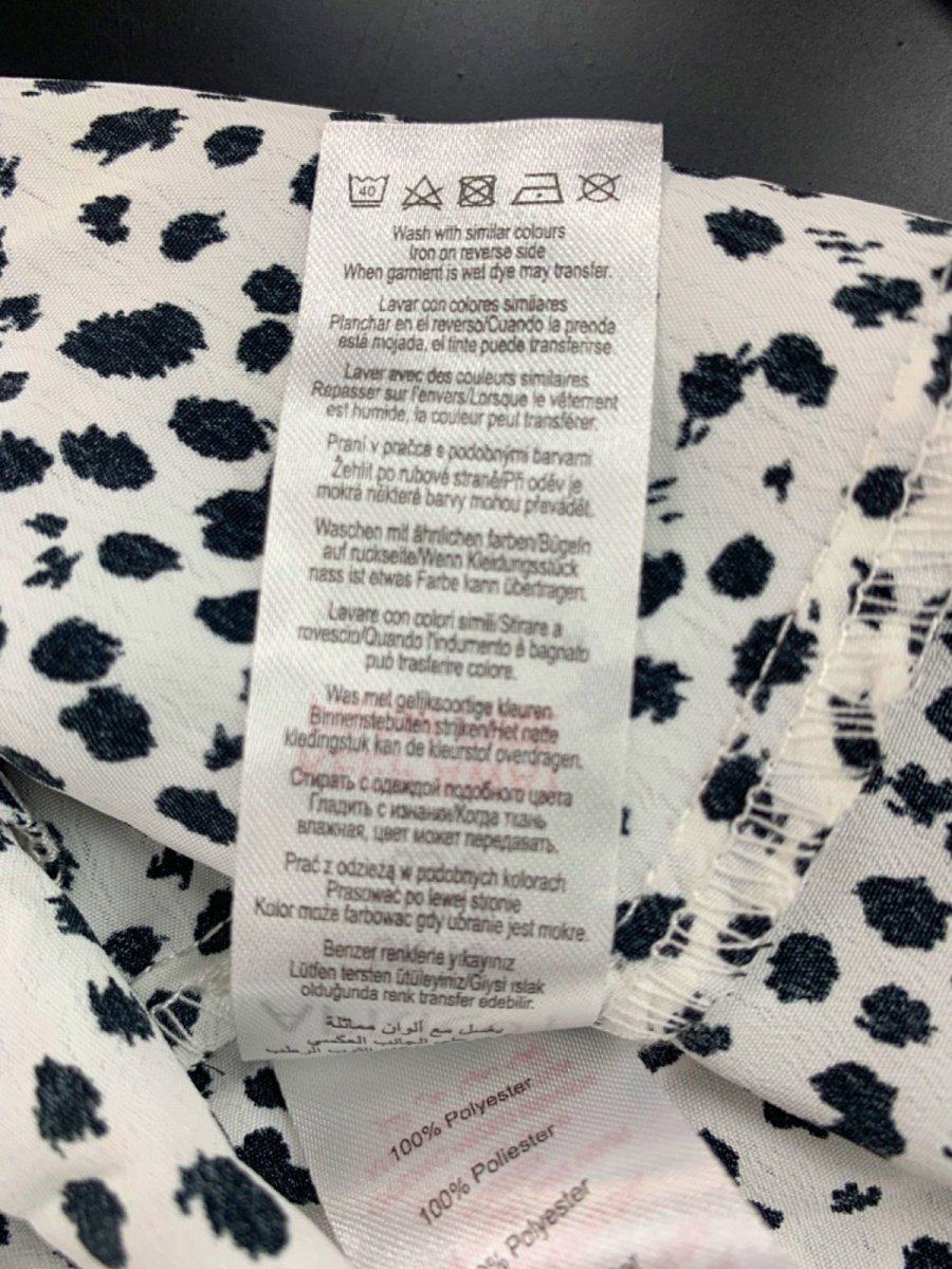 Apricot White/Black Printed Circle Hanky Hem Dress UK 10 - Reliked