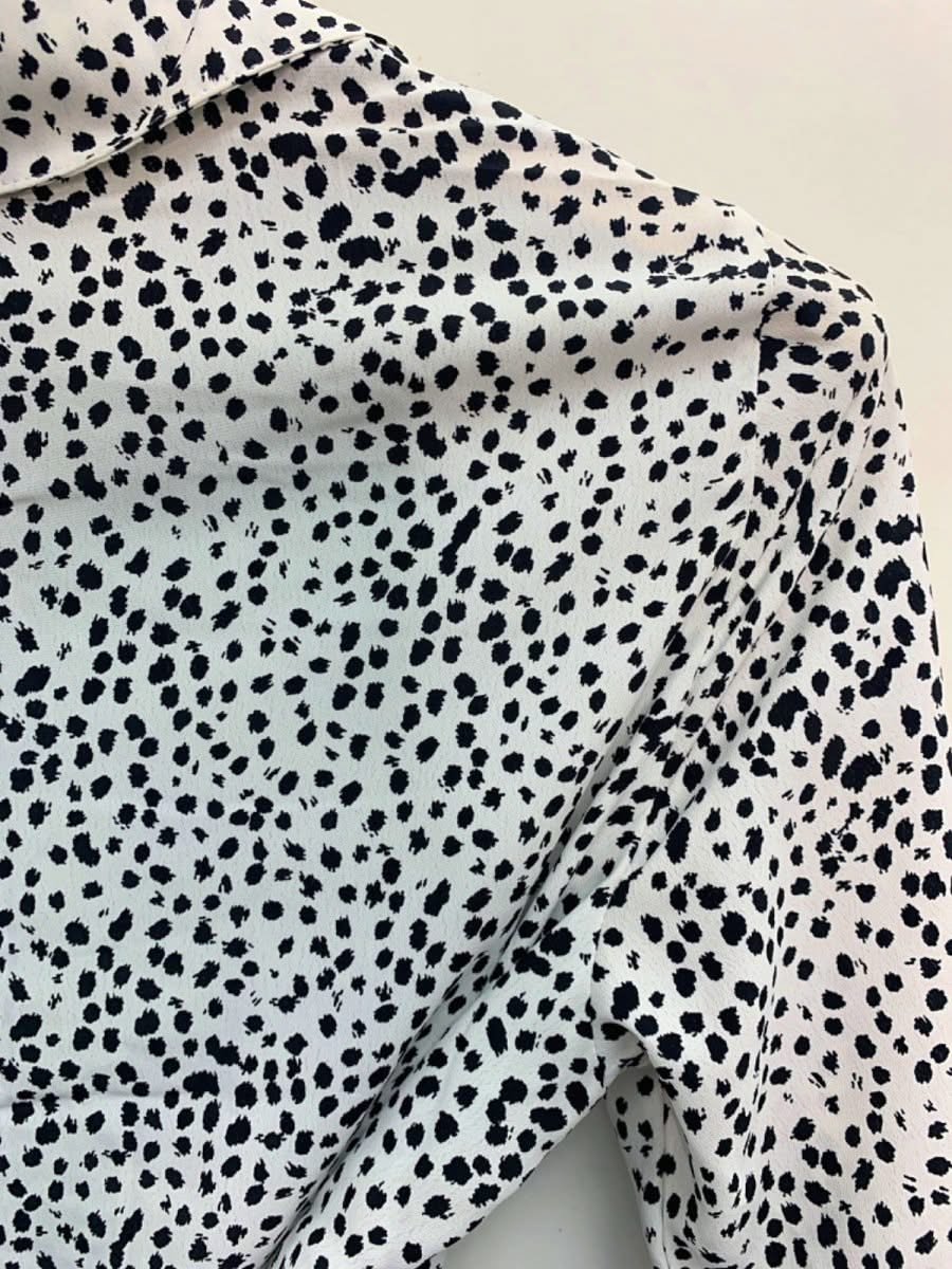 Apricot White/Black Printed Circle Hanky Hem Dress UK 10 - Reliked