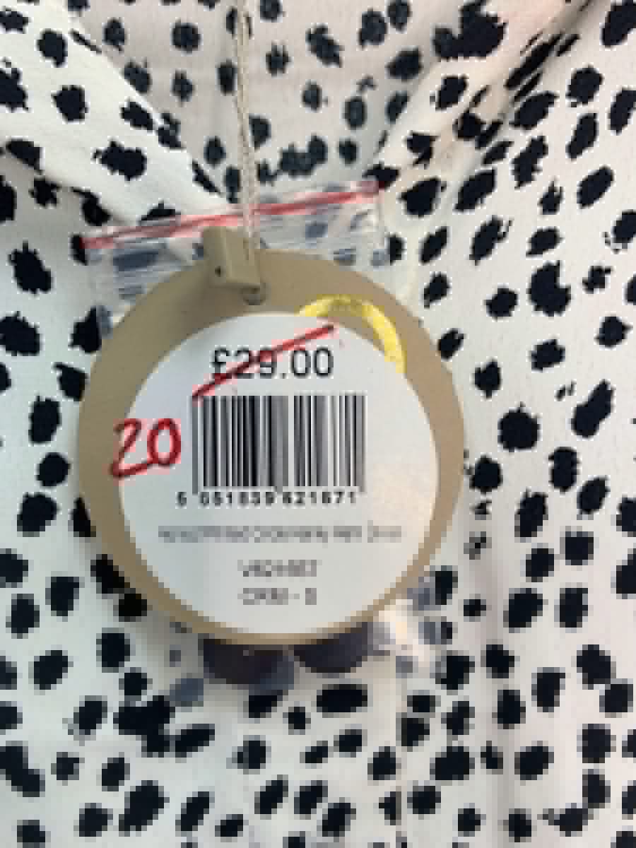 Apricot White/Black Printed Circle Hanky Hem Dress UK 10 - Reliked