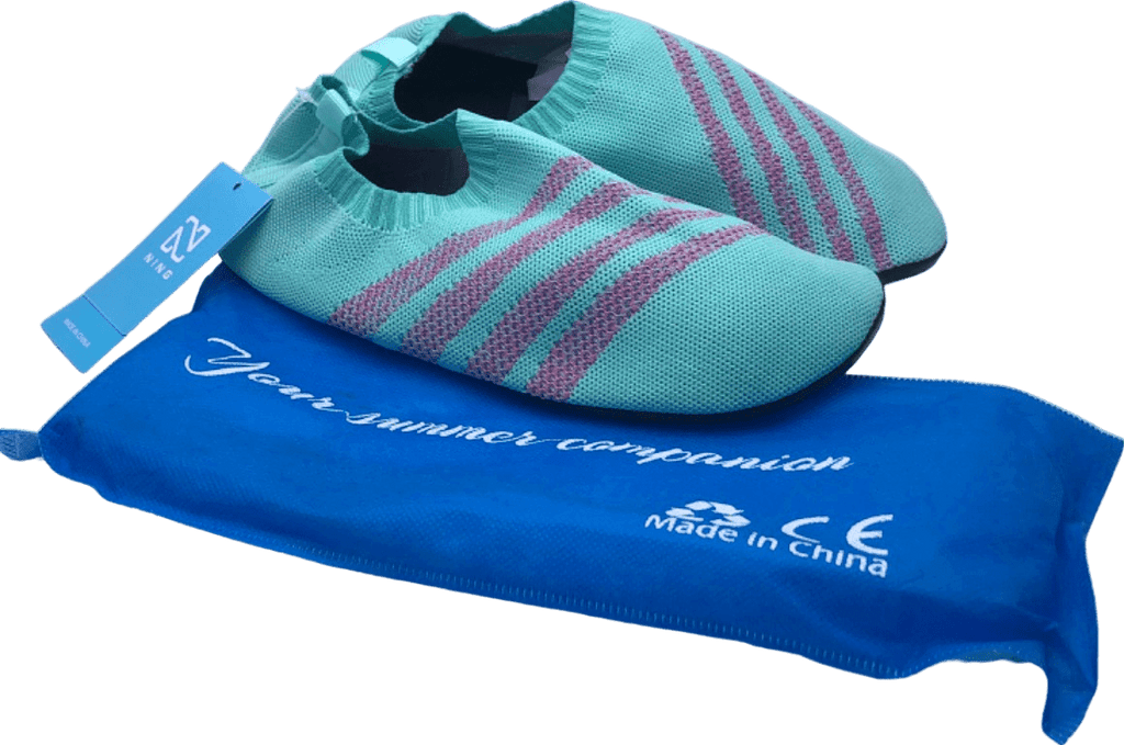 Aqua Blue Knit Yoga Slippers / Aqua Watersport trainers UK 8.5/9.5 - Reliked