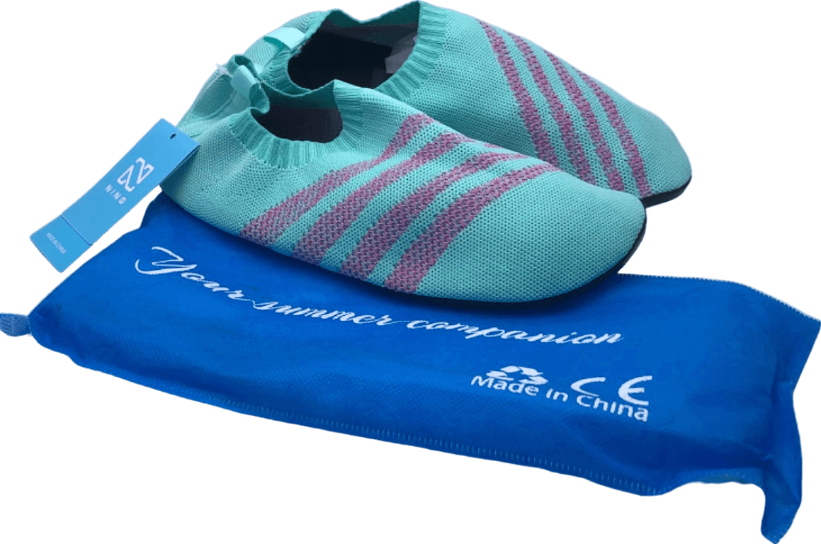 Aqua Blue Knit Yoga Slippers / Aqua Watersport trainers UK 8.5/9.5 - Reliked