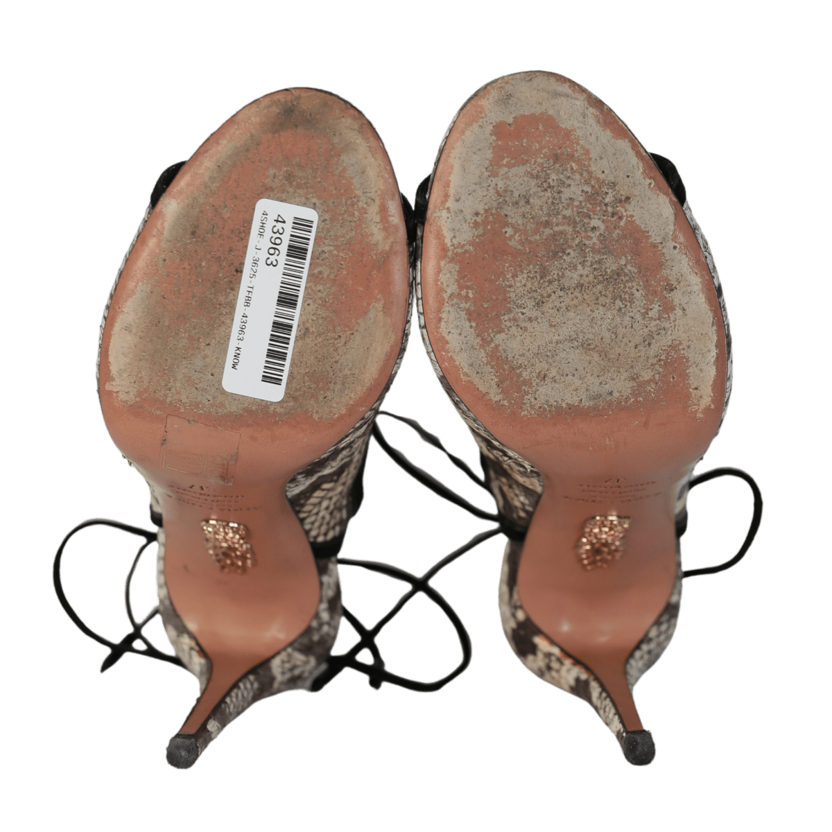 Aquazzura Sexy Thing Python Print Peep Toe Pumps In Beige Leather UK 4 EU 37 👠 - Reliked