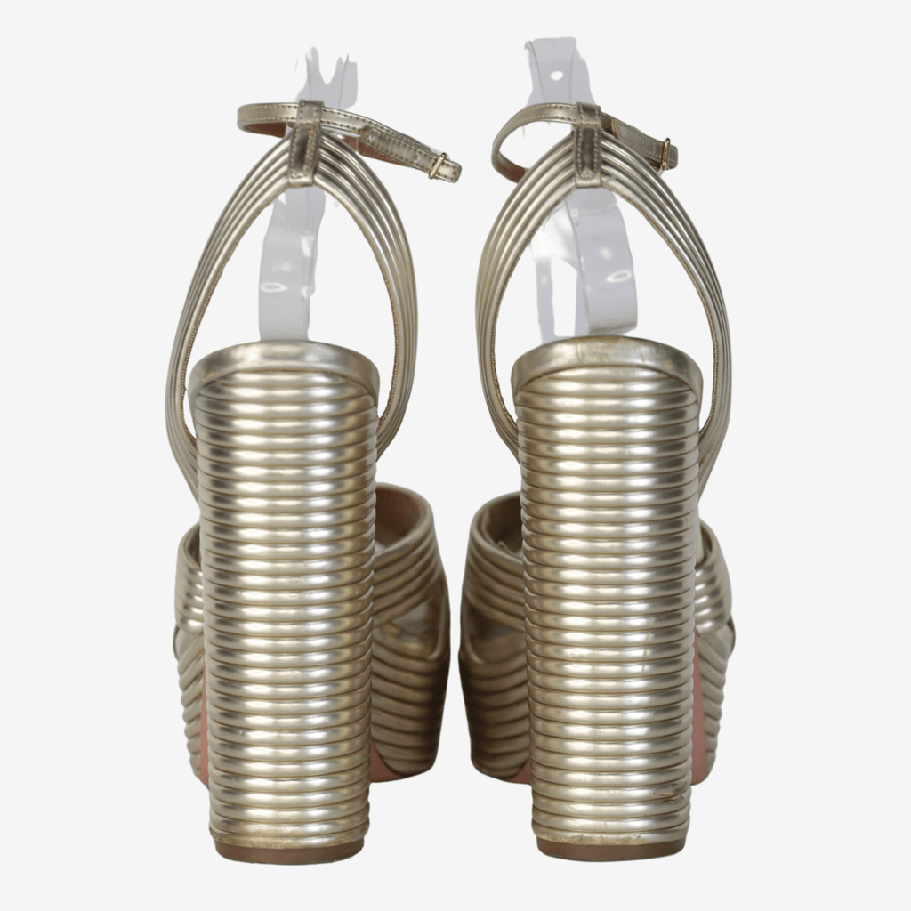 Aquazzura Sundance 140 Metallic Leather Platform Sandals UK 5 EU 38 👠 - Reliked