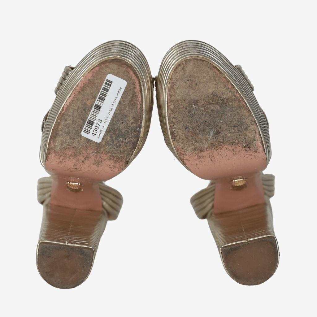 Aquazzura Sundance 140 Metallic Leather Platform Sandals UK 5 EU 38 👠 - Reliked