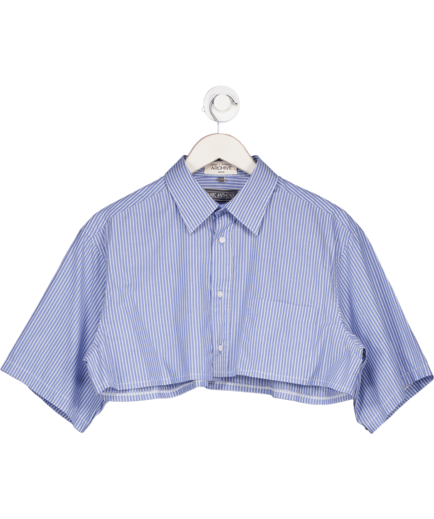 Archive marc anthony Blue Striped Cropped Shirt UK XS/S - Reliked