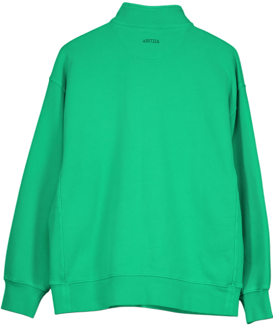 Aritzia Green Cozy Sweatfleece Boyfriend 1/2 Zip Sweatshirt UK M - Reliked