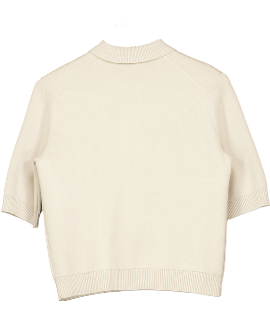 Arket Beige Cotton Knit Polo Shirt UK S - Reliked