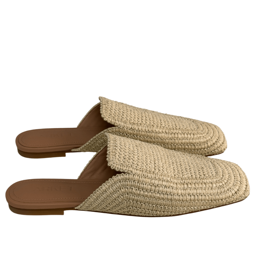 Arket Beige Flat Straw Mules UK 7 EU 40 👠 - Reliked