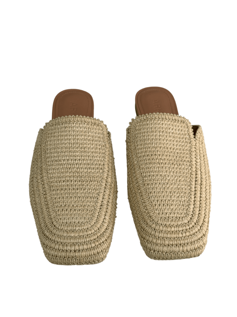 Arket Beige Flat Straw Mules UK 7 EU 40 👠 - Reliked