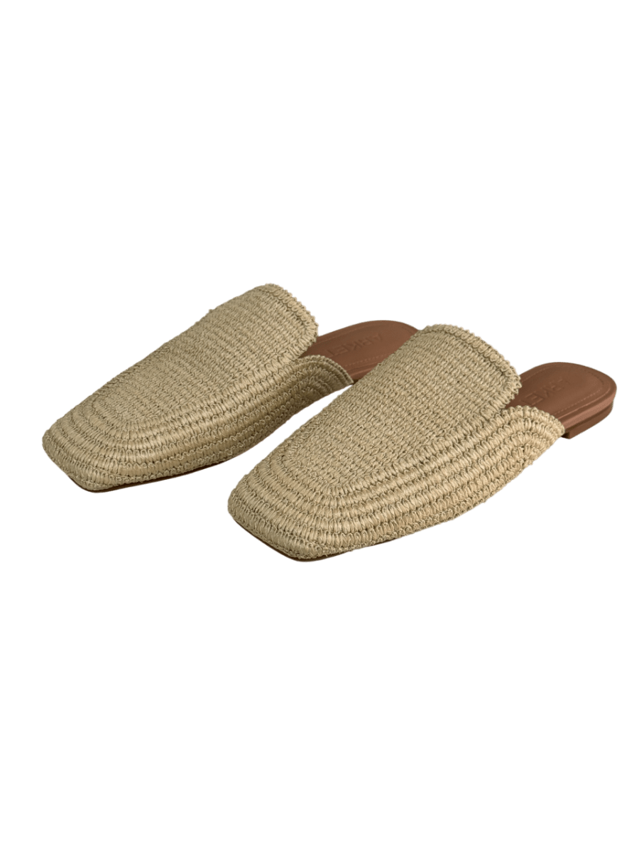 Arket Beige Flat Straw Mules UK 7 EU 40 👠 - Reliked