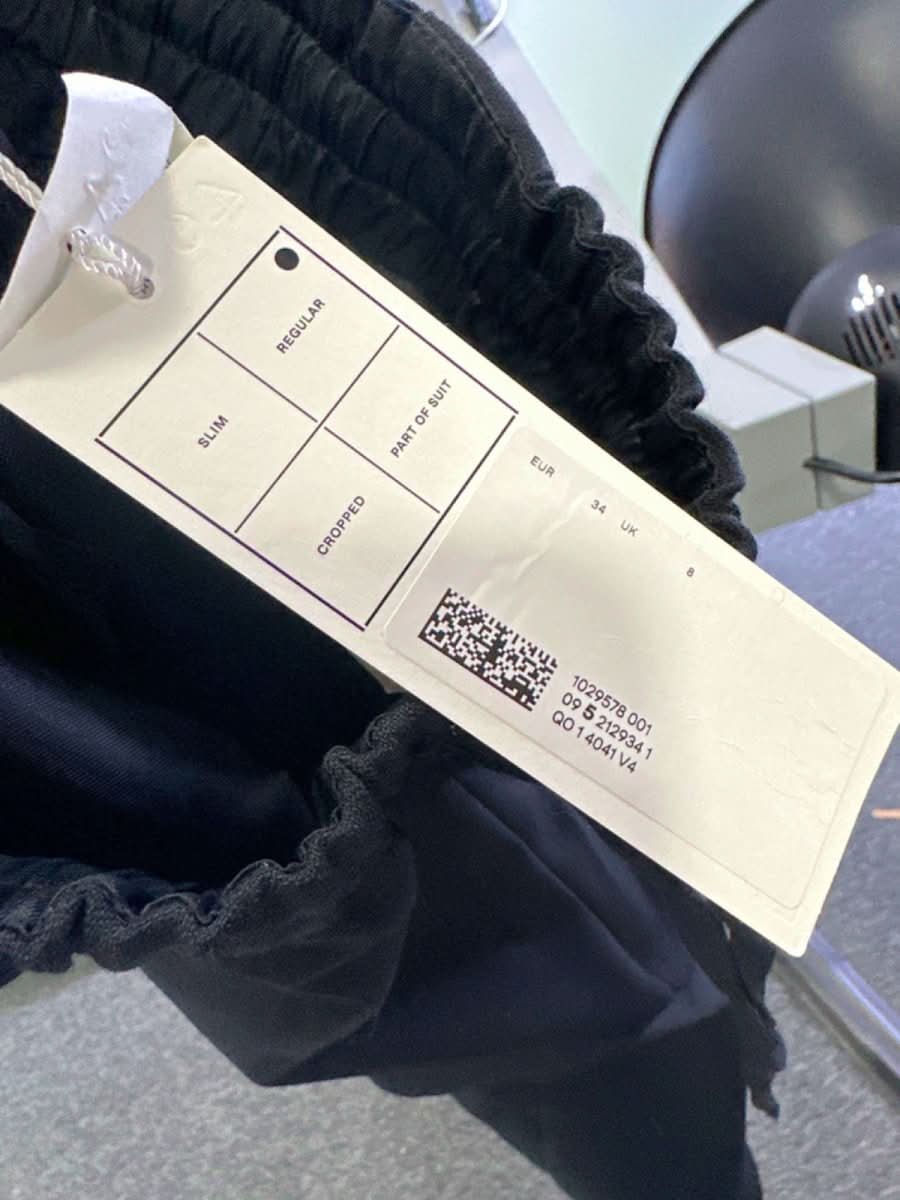 Arket Black High Waist Straight leg Wool Suit Trouser UK 8 - Reliked