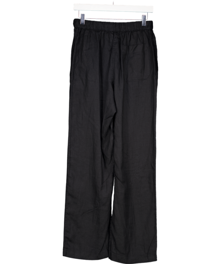 Arket Black Linen Drawstring Trousers UK S - Reliked