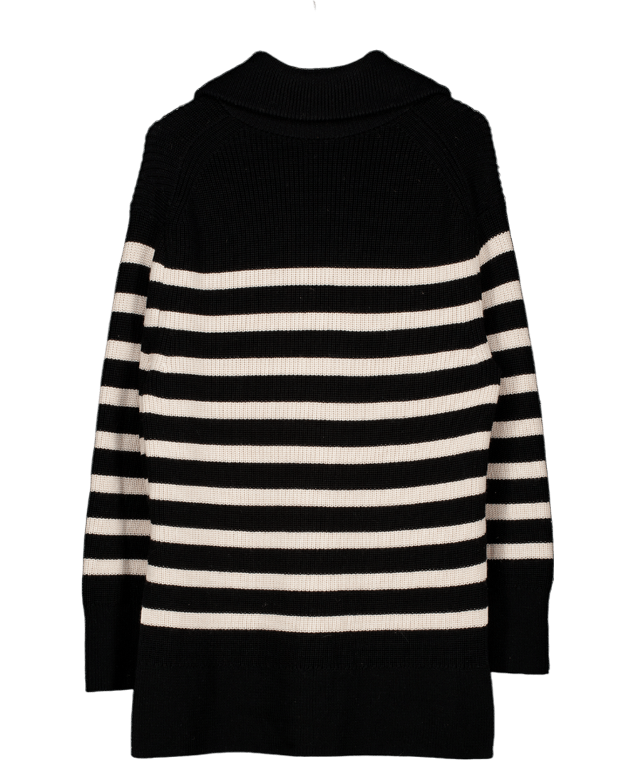 Arket Black Oversize Wool Cotton Half Zip Jumper - Black/off White UK S - Reliked