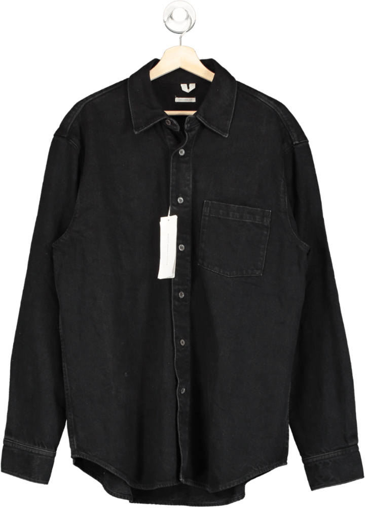 Arket Black Relaxed Fit Organic Cotton Shirt UK M - Reliked