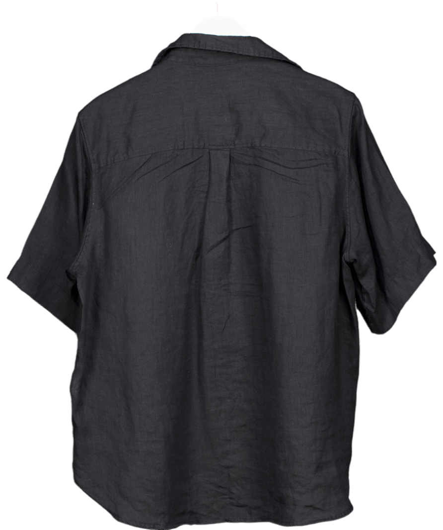 Arket Black Short Sleeve Linen Resort Shirt UK S - Reliked