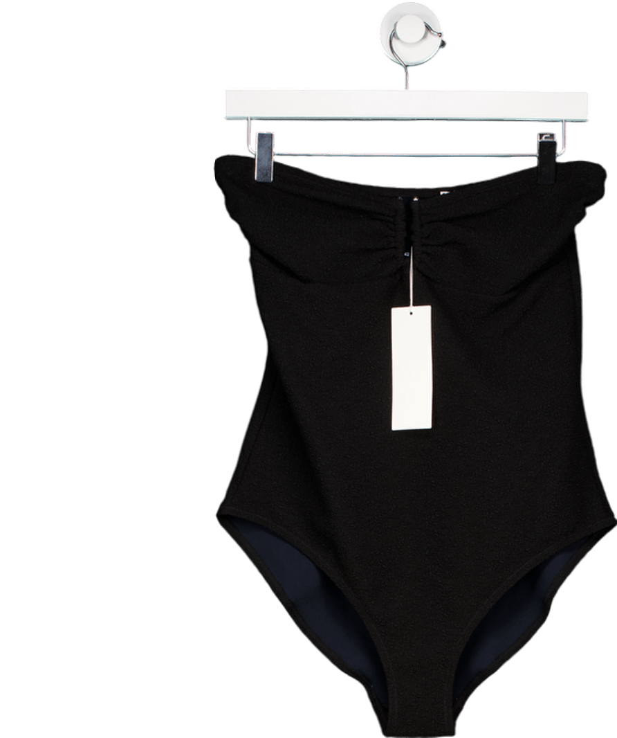 Arket Black Textured Bandeau Swimsuit UK 16 - Reliked
