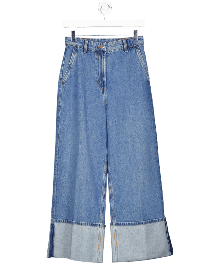 Arket Blue Denim Trousers With Deep Turn - up UK 6 - Reliked
