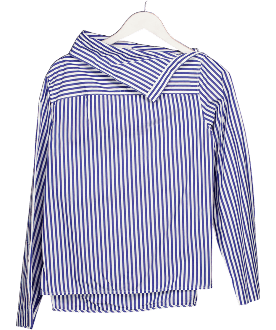 Arket Blue & White Striped Fold - collar Blouse UK 8 - Reliked