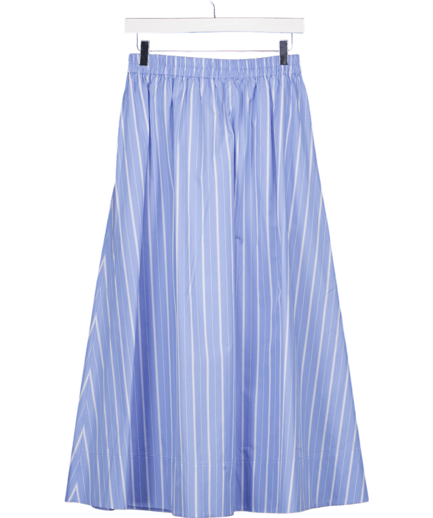 Arket Blue & White Striped Poplin Midi Skirt UK 8 - Reliked