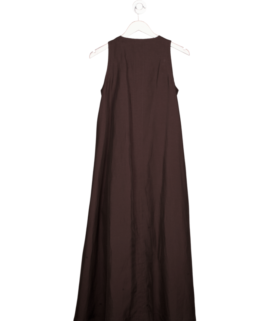 Arket Brown A - line Linen - blend Maxi Dress UK 8 - Reliked