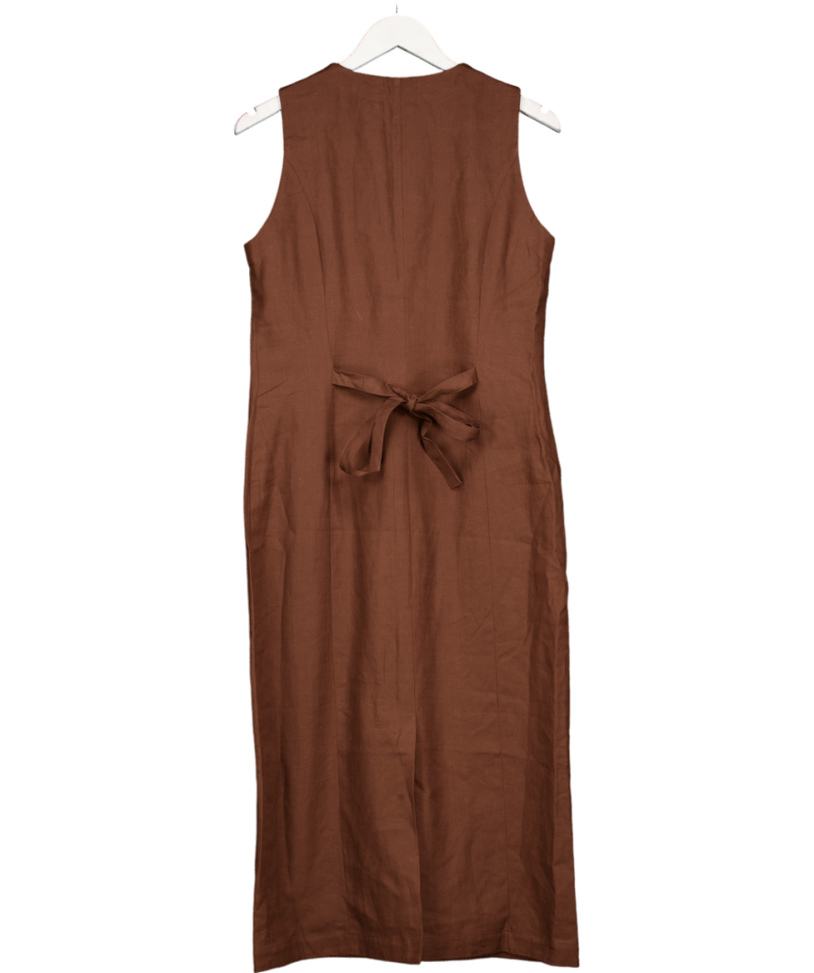 Arket Chocolate Brown Linen Vest Dress UK 12 - Reliked
