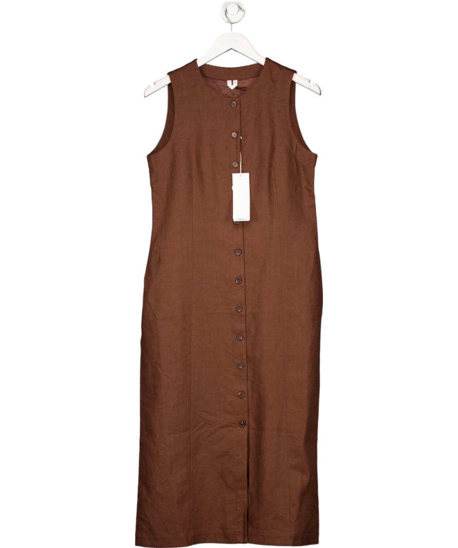Arket Chocolate Brown Linen Vest Dress UK 12 - Reliked