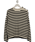 Arket Cream / Black Oversized Cotton Jumper With Button Shoulder Detail UK S - Reliked