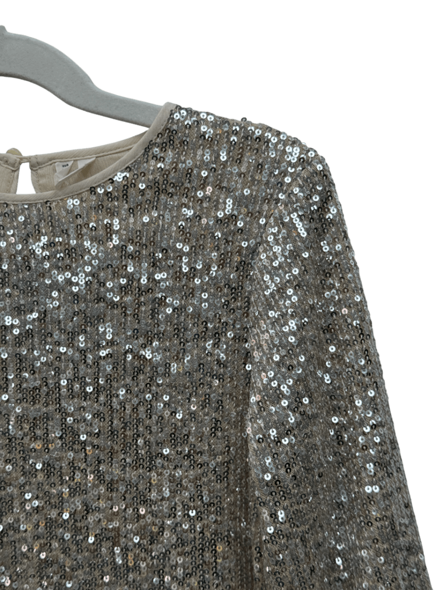 Arket Cream / Silver Sequin Dress 3 - 4 Years - Reliked