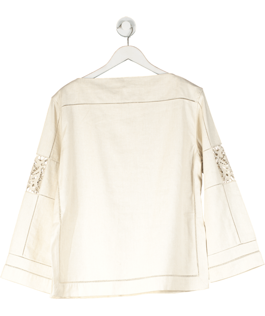 Arket Light Beige Linen Crochet Inset Top UK 8 - Reliked
