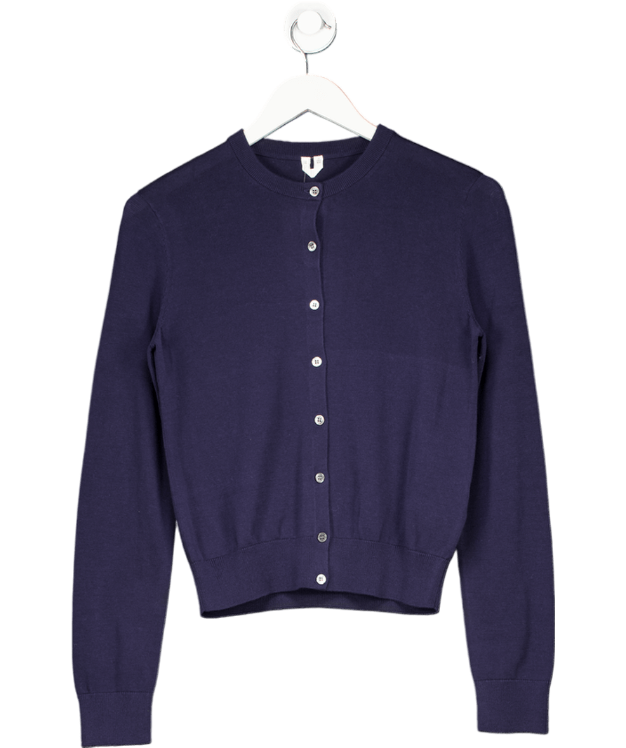 Arket Navy Blue Cotton Cardigan UK XS - Reliked