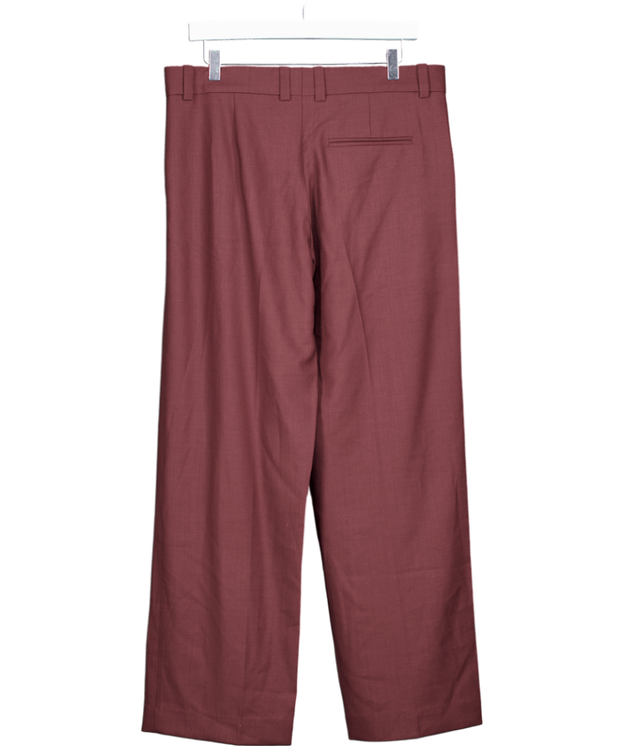 Arket Red Bordeaux Wool Blend Twill Trousers UK 14 - Reliked