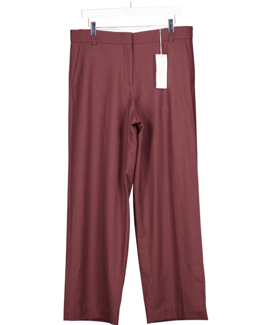Arket Red Bordeaux Wool Blend Twill Trousers UK 14 - Reliked