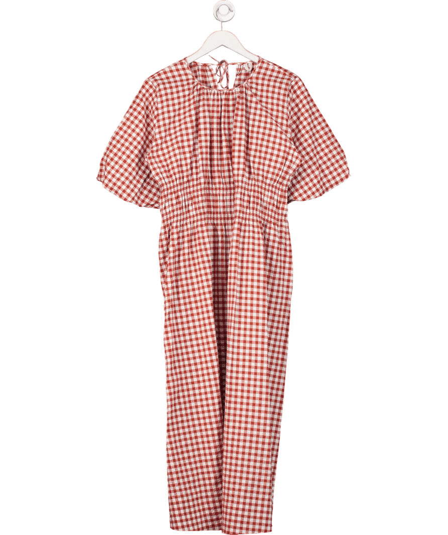 Arket Red Gingham Cotton Maxi Dress UK 16 - Reliked