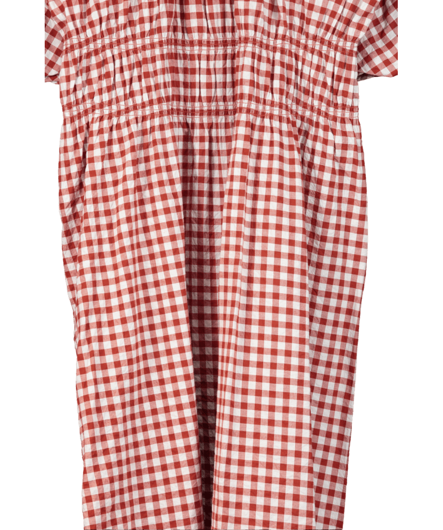 Arket Red Gingham Cotton Maxi Dress UK 16 - Reliked