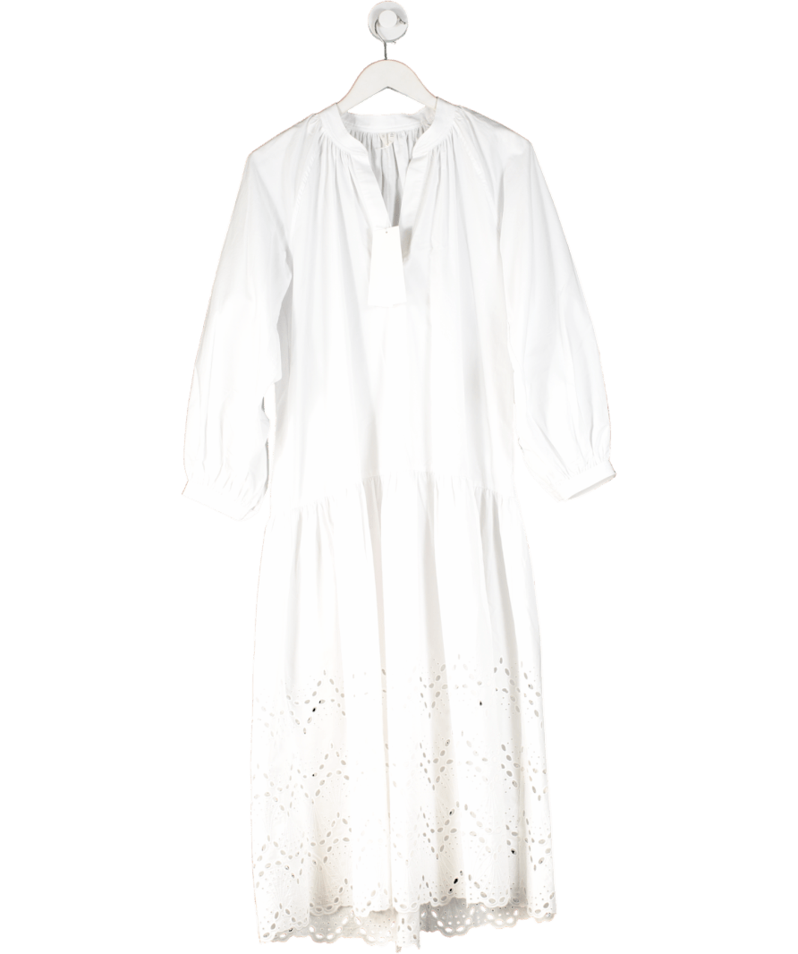 Arket White 100% Cotton Broderie Hem Maxi Dress UK 8 - Reliked