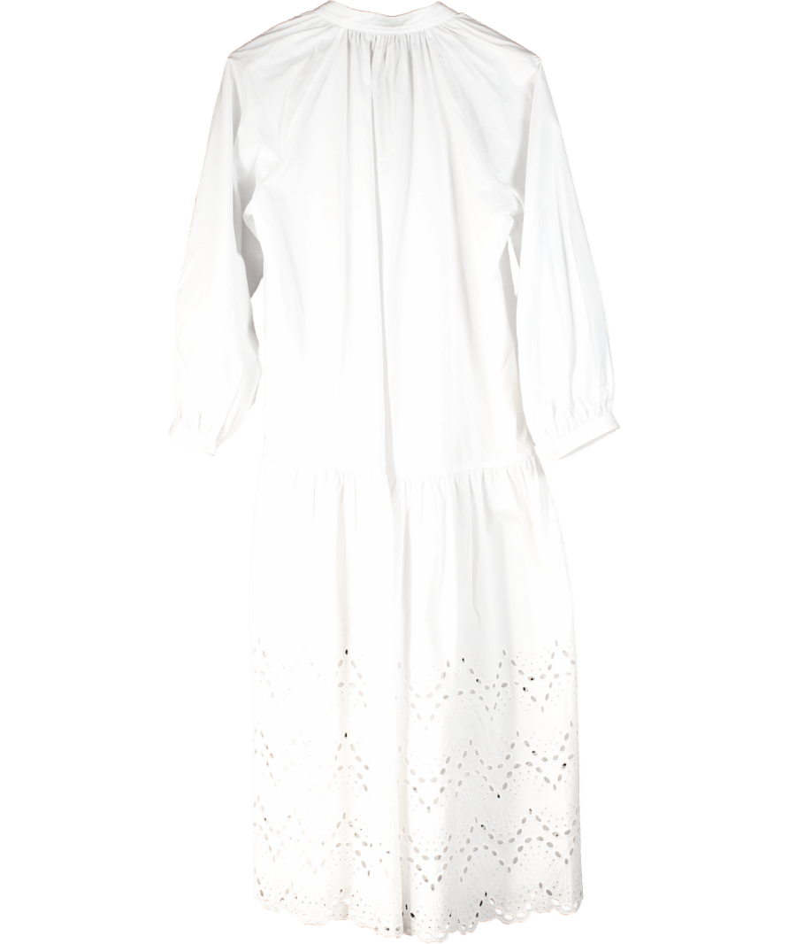 Arket White 100% Cotton Broderie Hem Maxi Dress UK 8 - Reliked