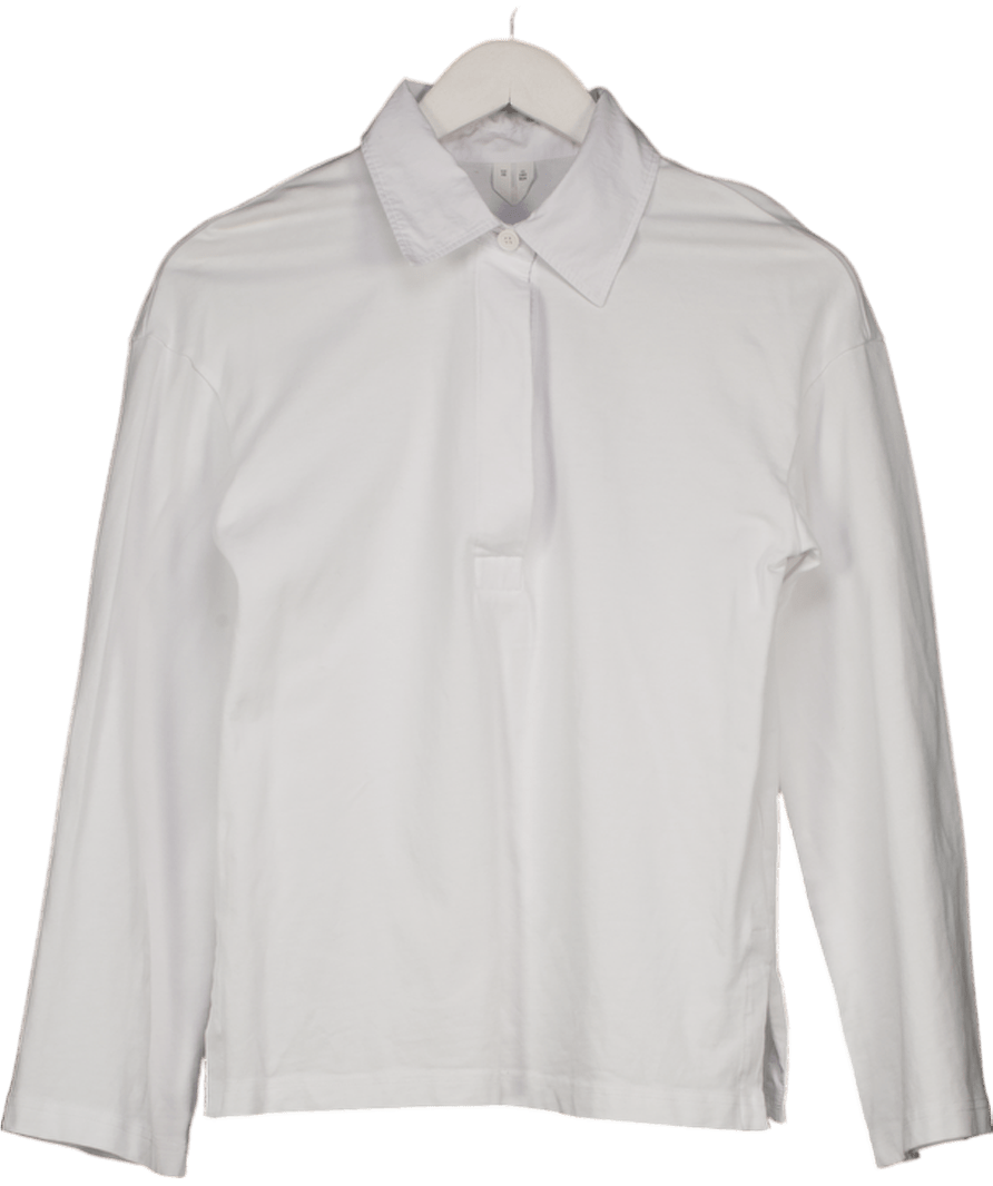Arket White Collared Long Sleeve Top UK XS - Reliked
