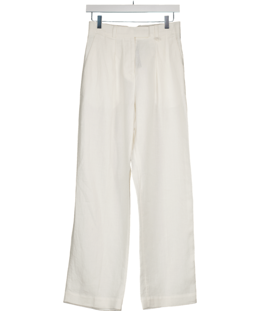 Arket White Linen Mid - waist Full Length Trousers UK 8 - Reliked