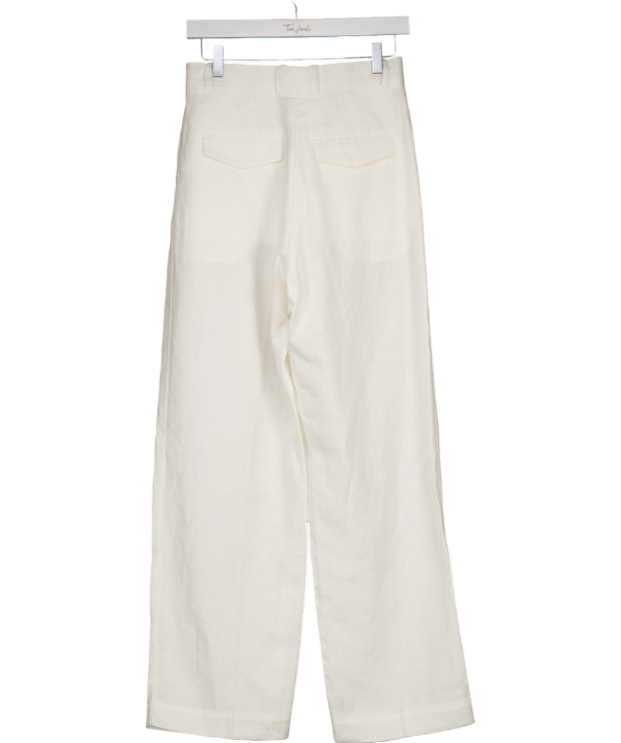 Arket White Linen Mid - waist Full Length Trousers UK 8 - Reliked