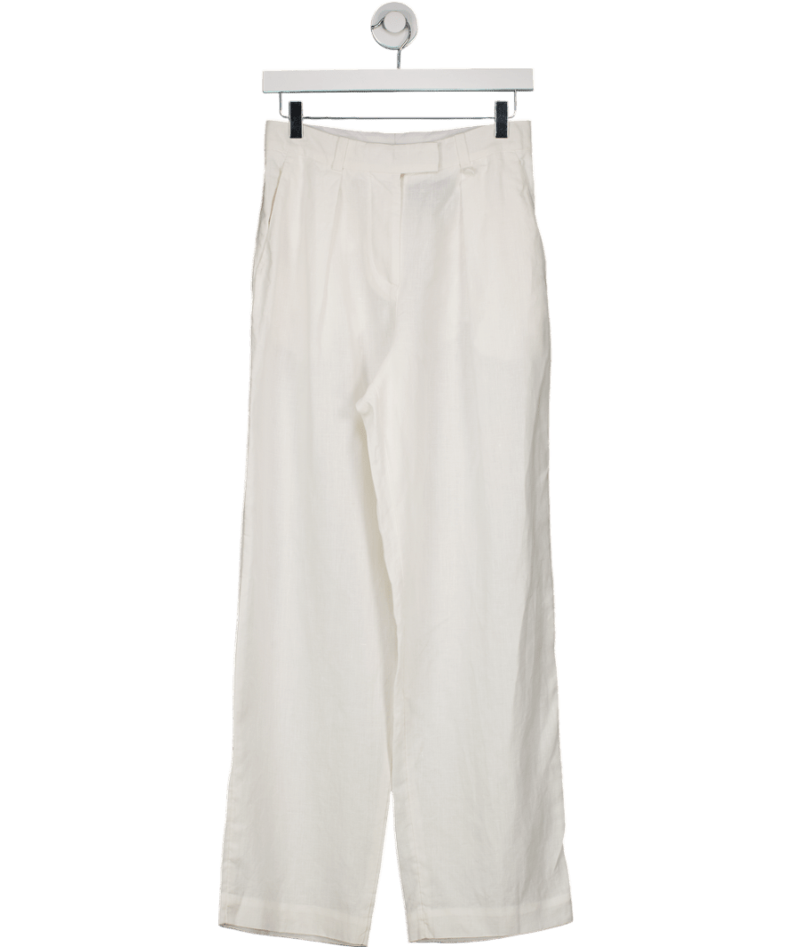 Arket White Linen Straight Leg Trousers UK 8 - Reliked