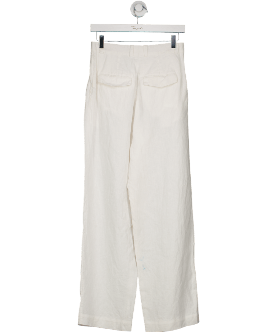 Arket White Linen Straight Leg Trousers UK 8 - Reliked