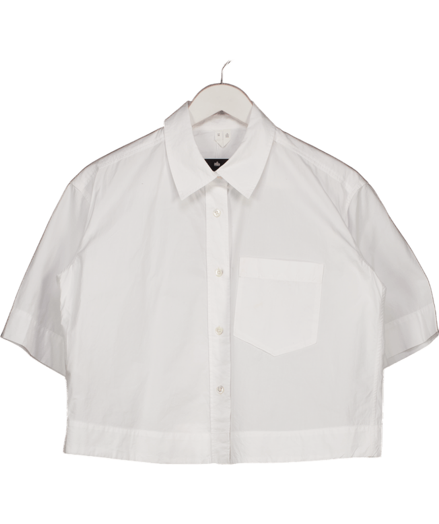 Arket White Short - sleeve Boxy Fit Cotton Shirt UK 8 - Reliked