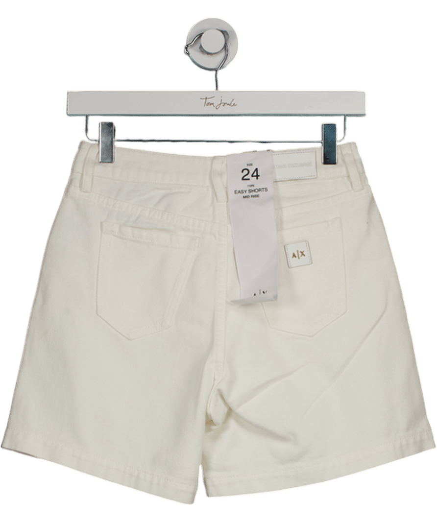 Armani Exchange White Mid Rise Easy Denim Shorts W24 - Reliked