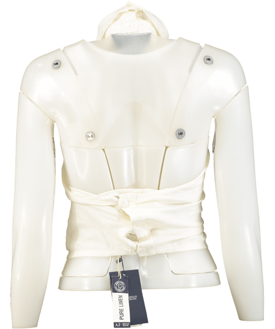 Armani Jeans Cream Pure Linen Twist Neck Shirt Top It38 UK 6 - Reliked