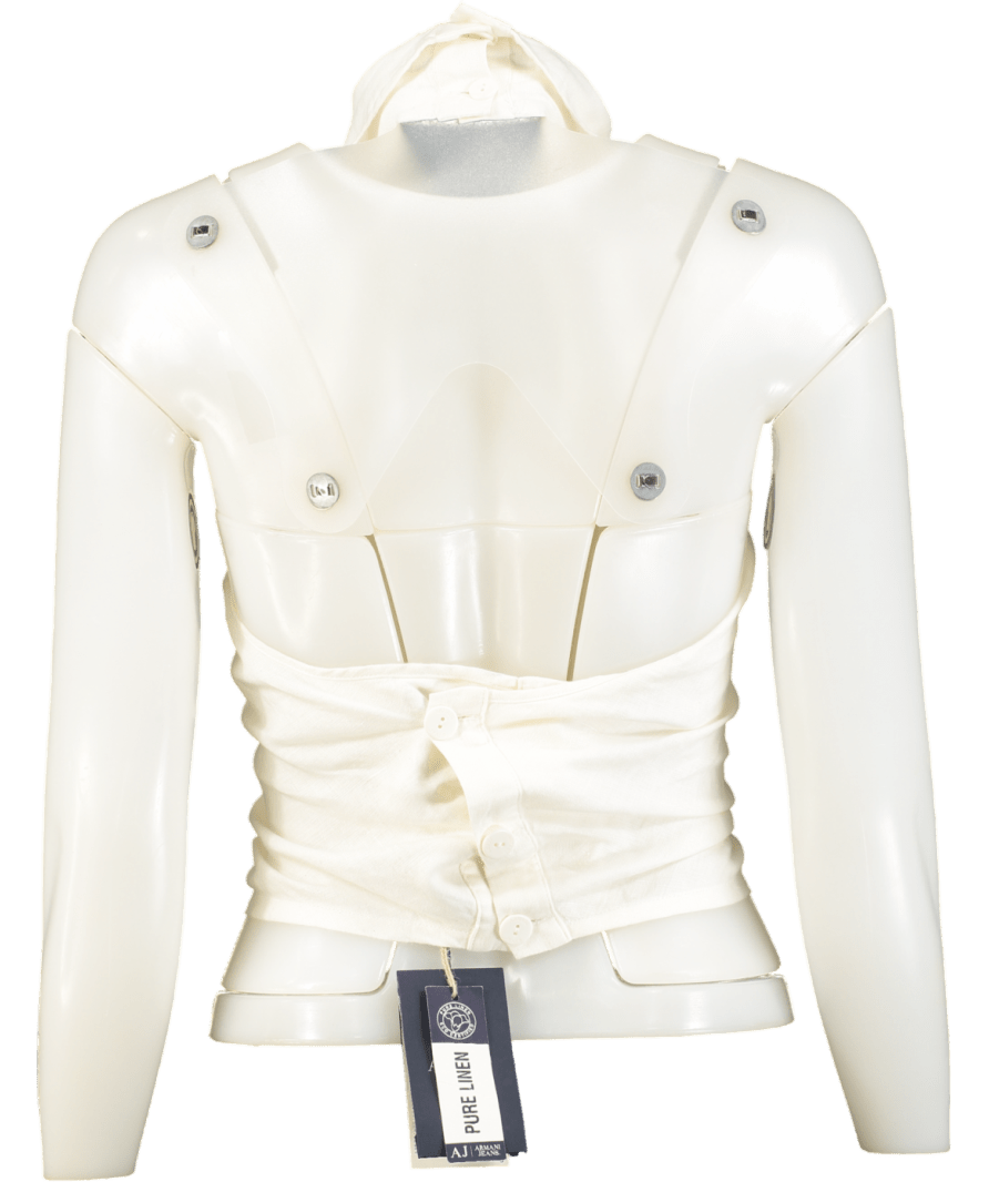 Armani Jeans Cream Pure Linen Twist Neck Shirt Top It38 UK 6 - Reliked