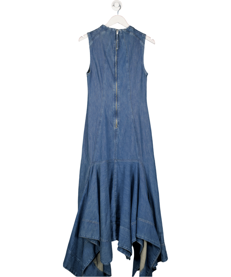 ARRANGE Blue Square Cut Midi Dress In Denim UK 10 - Reliked