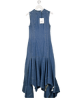 ARRANGE Blue Square Cut Midi Dress In Denim UK 10 - Reliked