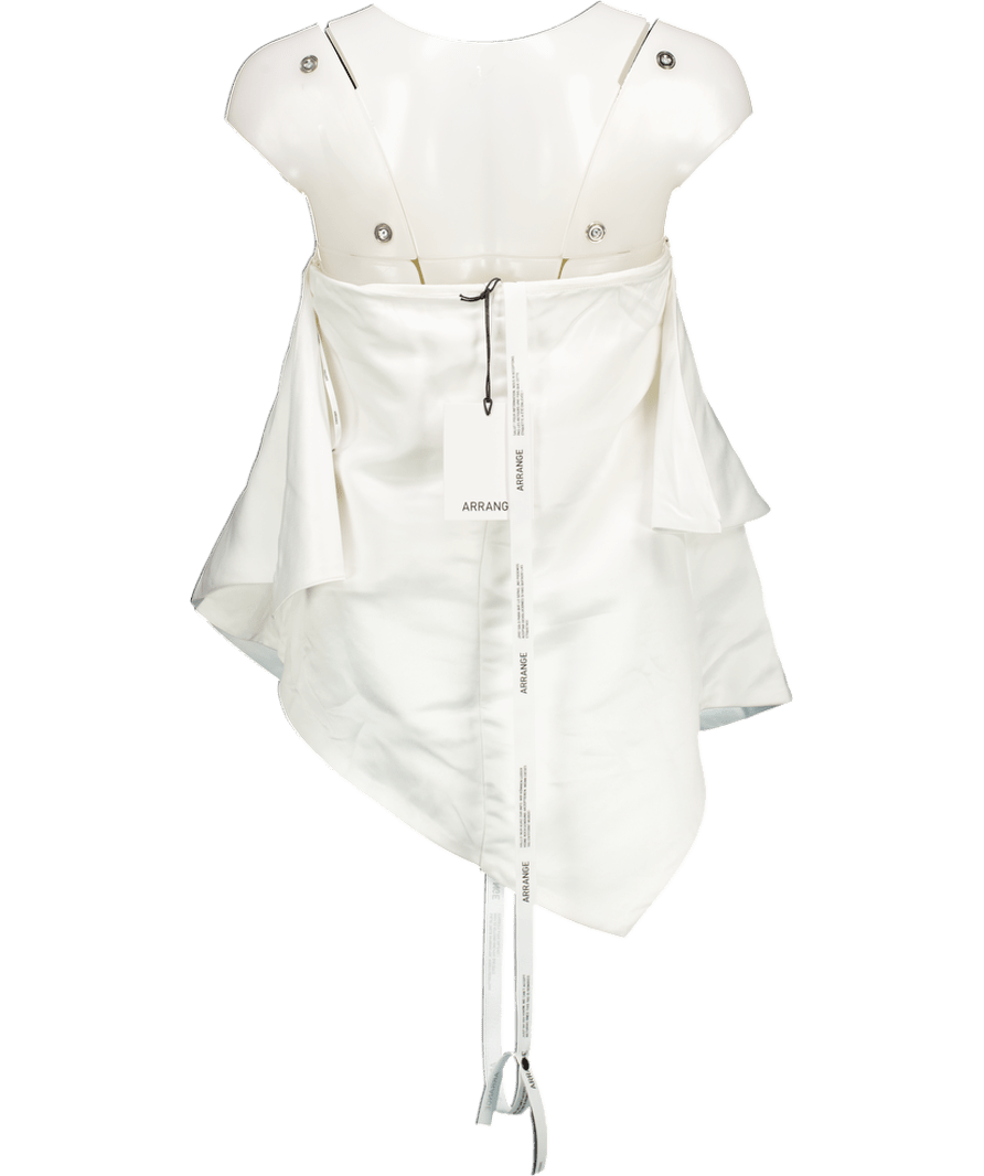 ARRANGE Embellished Bandeau Square Cut Satin Top In White UK 10 - Reliked