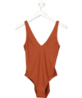 Asceno Brown Comporta V - neck Swimsuit Copper UK S - Reliked