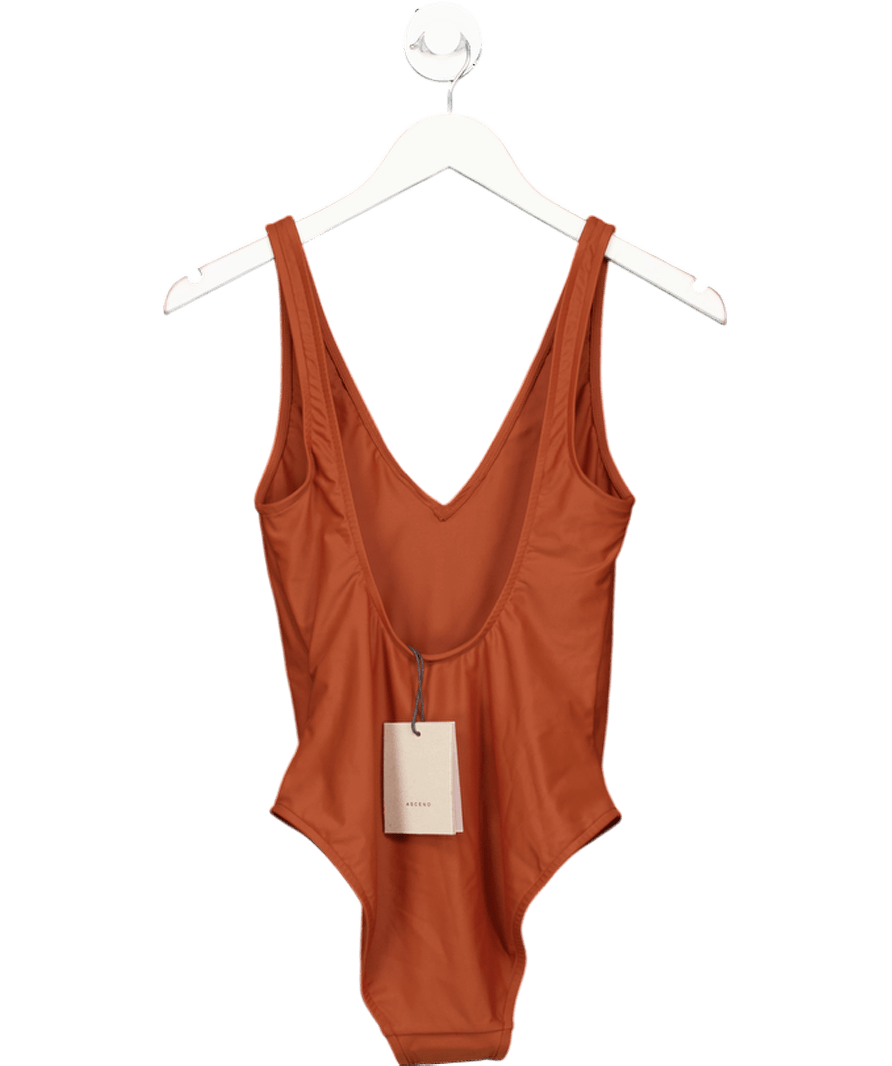 Asceno Brown Comporta V - neck Swimsuit Copper UK S - Reliked